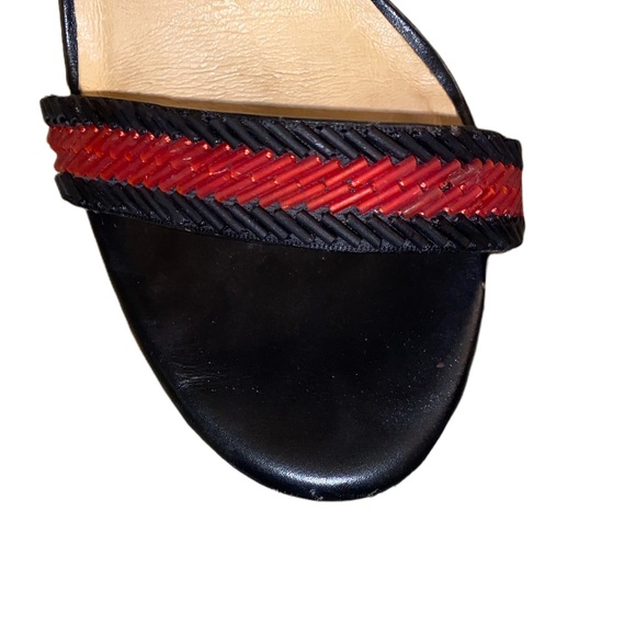 L.A.M.B Penny Beaded Colorblock Platform Wedge Sandals - 7 - Picture 6 of 15